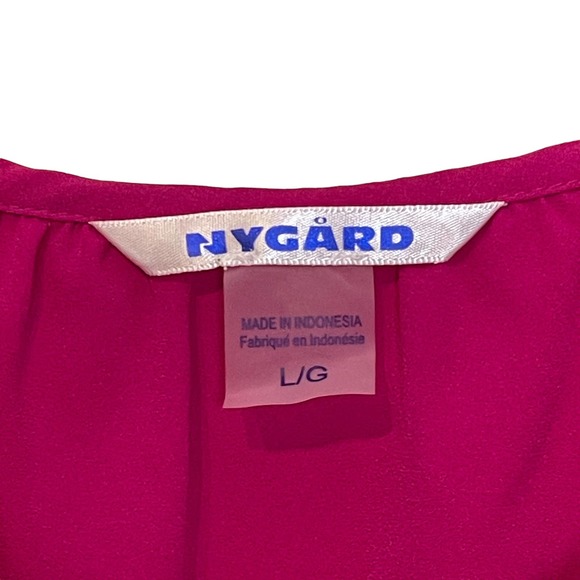 Nygard Pink Cold Shoulder Stretch Tie Top Lined 3/4 Flared Sleeve Women Large - Picture 6 of 7